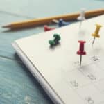 close up of calendar on the table, planning for business meeting or travel planning concept